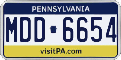 PA license plate MDD6654