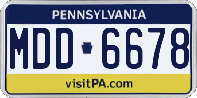 PA license plate MDD6678