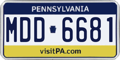 PA license plate MDD6681