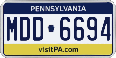PA license plate MDD6694