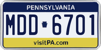 PA license plate MDD6701