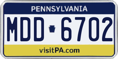 PA license plate MDD6702