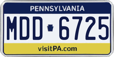 PA license plate MDD6725