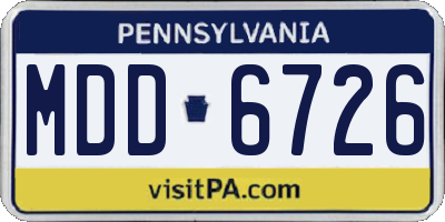 PA license plate MDD6726