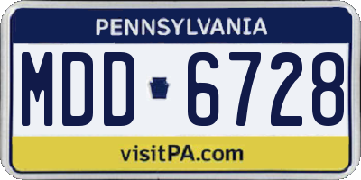 PA license plate MDD6728