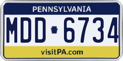 PA license plate MDD6734