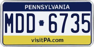 PA license plate MDD6735