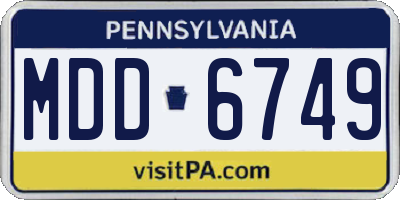 PA license plate MDD6749