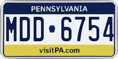 PA license plate MDD6754