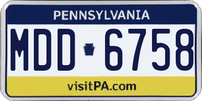 PA license plate MDD6758