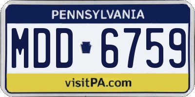 PA license plate MDD6759