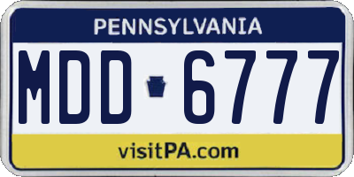 PA license plate MDD6777