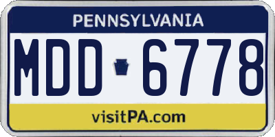 PA license plate MDD6778
