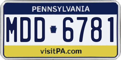 PA license plate MDD6781