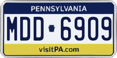 PA license plate MDD6909