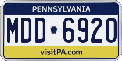 PA license plate MDD6920