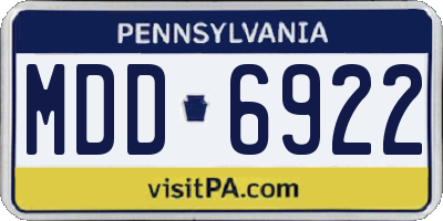 PA license plate MDD6922