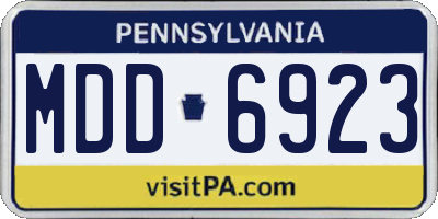 PA license plate MDD6923