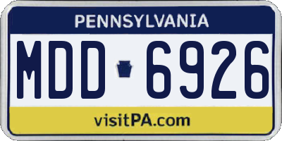 PA license plate MDD6926