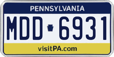 PA license plate MDD6931