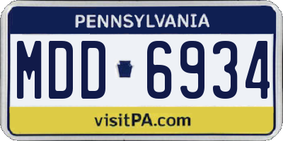 PA license plate MDD6934