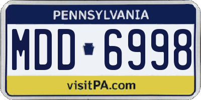 PA license plate MDD6998