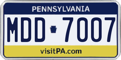 PA license plate MDD7007