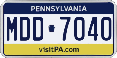 PA license plate MDD7040