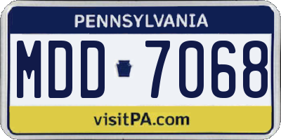 PA license plate MDD7068