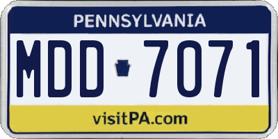 PA license plate MDD7071