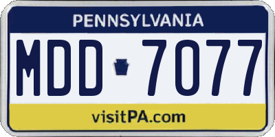 PA license plate MDD7077