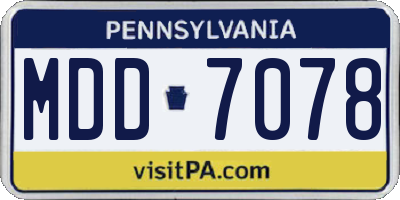 PA license plate MDD7078