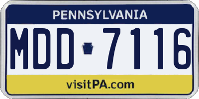 PA license plate MDD7116