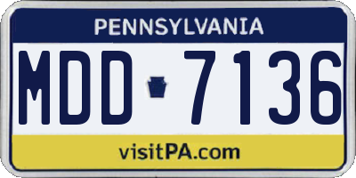 PA license plate MDD7136