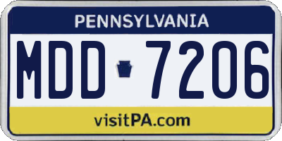 PA license plate MDD7206