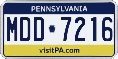 PA license plate MDD7216