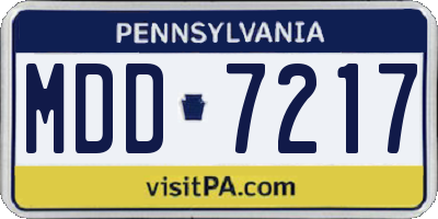 PA license plate MDD7217