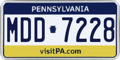 PA license plate MDD7228