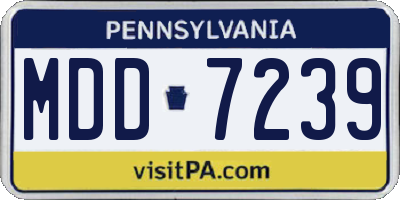 PA license plate MDD7239