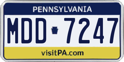PA license plate MDD7247