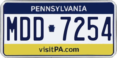 PA license plate MDD7254