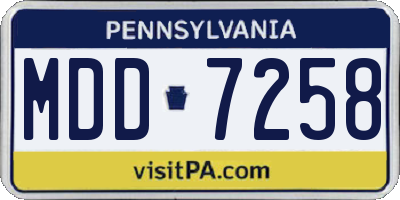 PA license plate MDD7258