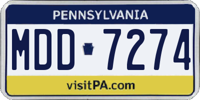 PA license plate MDD7274