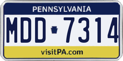 PA license plate MDD7314