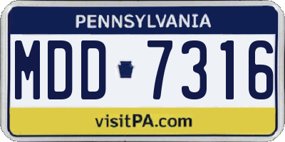 PA license plate MDD7316
