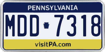 PA license plate MDD7318
