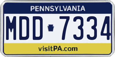 PA license plate MDD7334