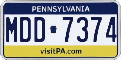PA license plate MDD7374