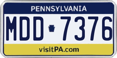 PA license plate MDD7376