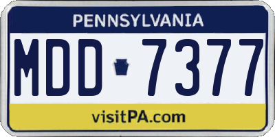 PA license plate MDD7377
